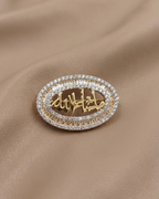 Calligraphy Halo Gold Plated Brooch Sterling Silver