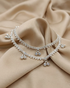 Sterling Silver Crystal Drop Payal Anklet