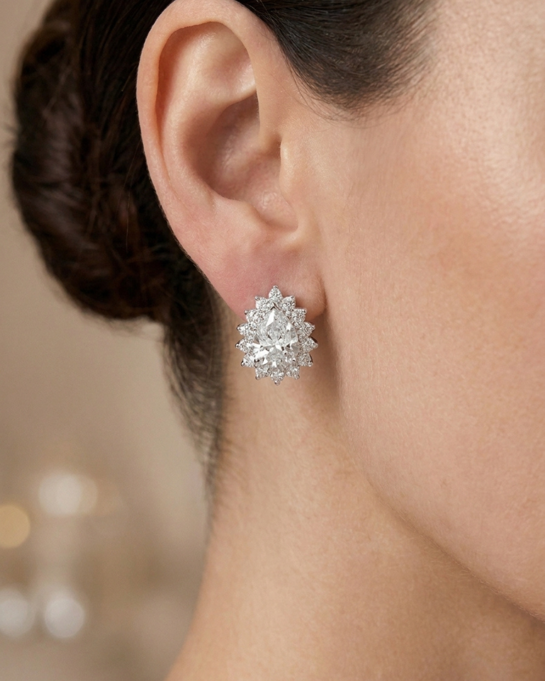 Heart Halo Studs Earring Sterling Silver
