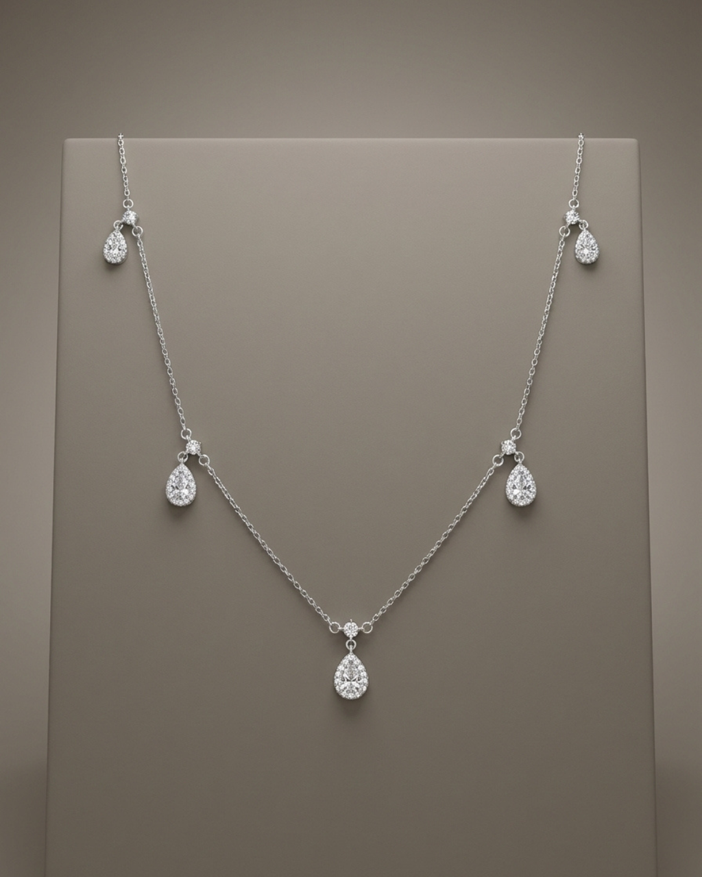 Pear Cut Charm Necklace Sterling Silver