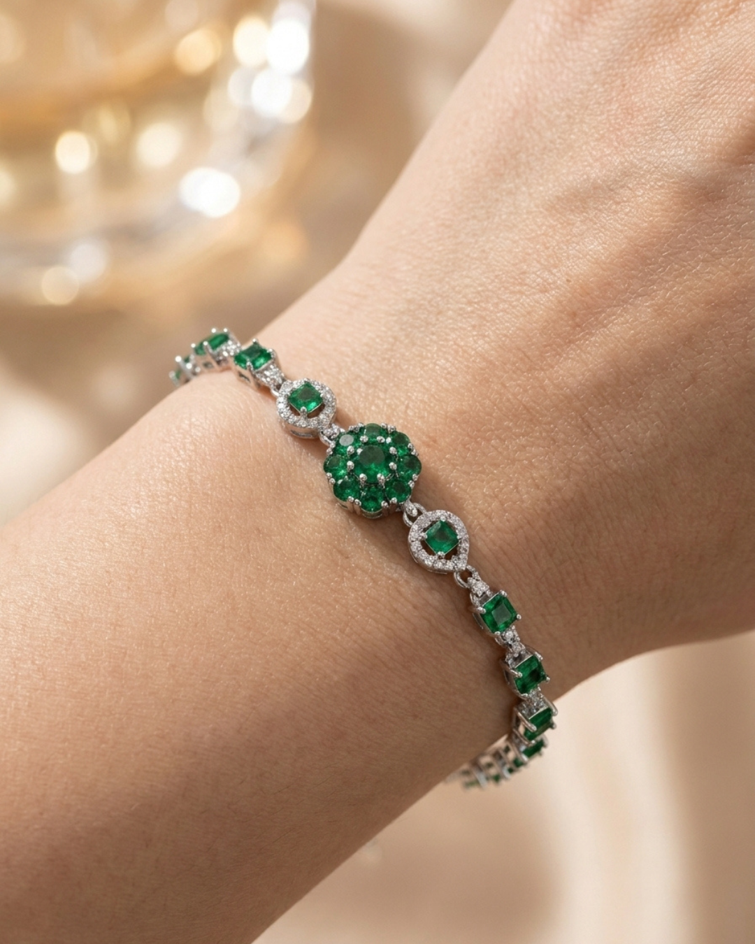 Emerald Floral Ladies Bracelet