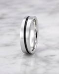 Onyx Stripe Brushed Silver Men’s Dibla Ring