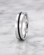 Onyx Stripe Brushed Silver Men’s Dibla Ring