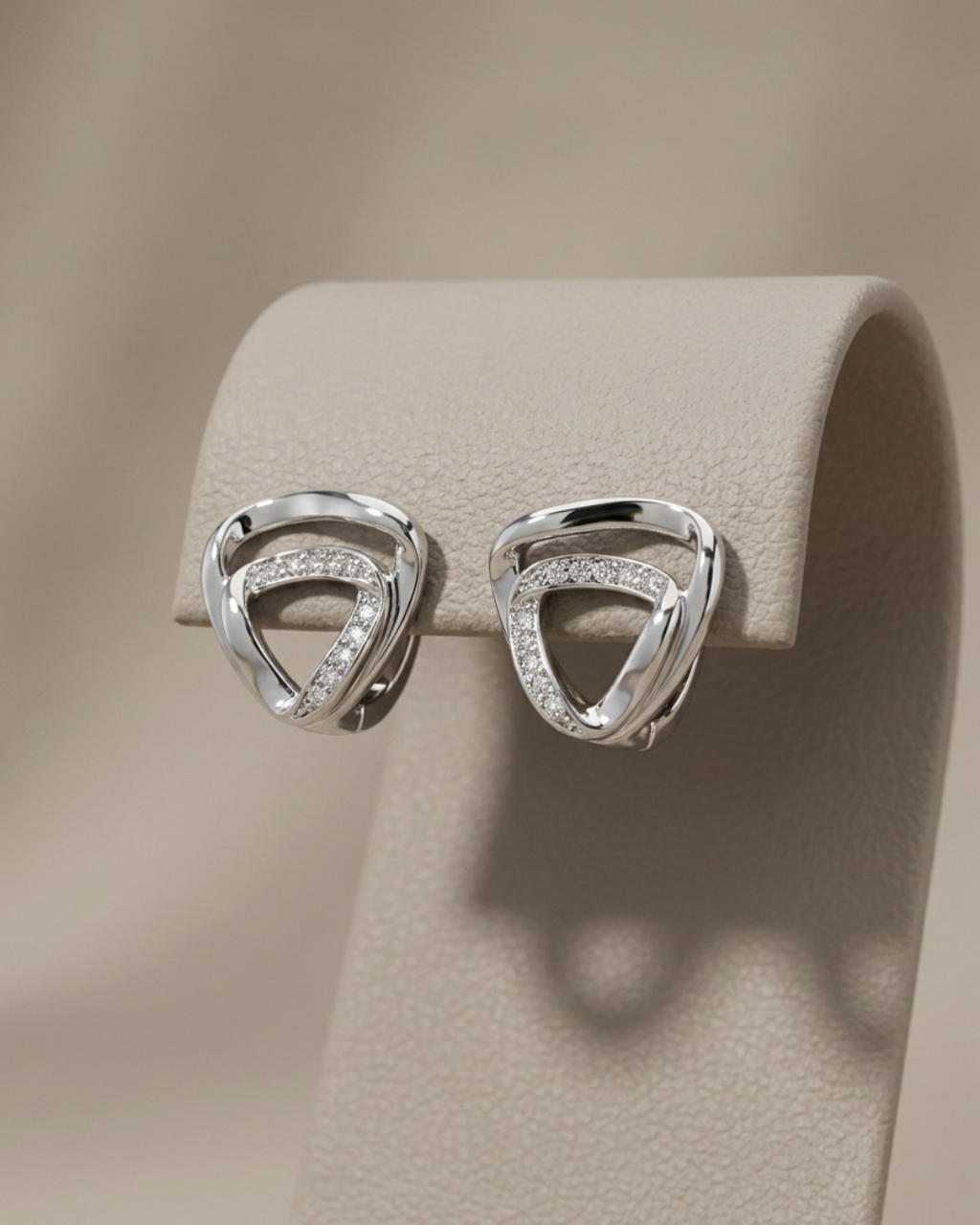 Curved Triangle Stud Earrings Sterling Silver