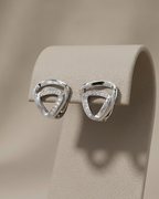 Curved Triangle Stud Earrings Sterling Silver