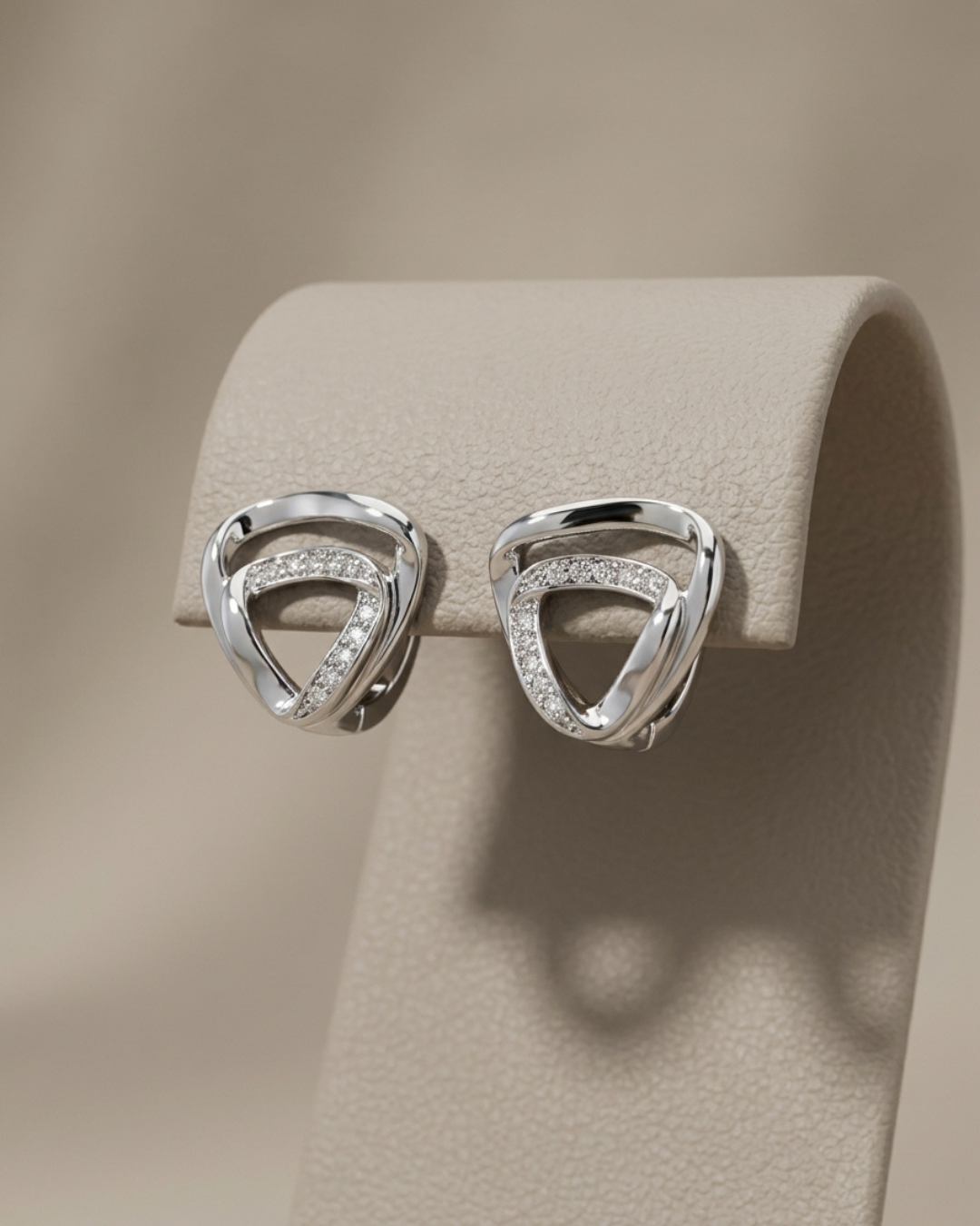 Curved Triangle Stud Earrings Sterling Silver