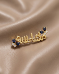 Calligraphy Sapphire Gold plated Brooch Silver