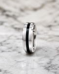 Onyx Inlay Brushed Silver Men’s Dibla Ring