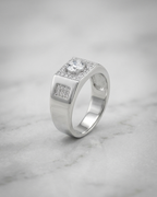 The Florence Solitaire Pave Signet
