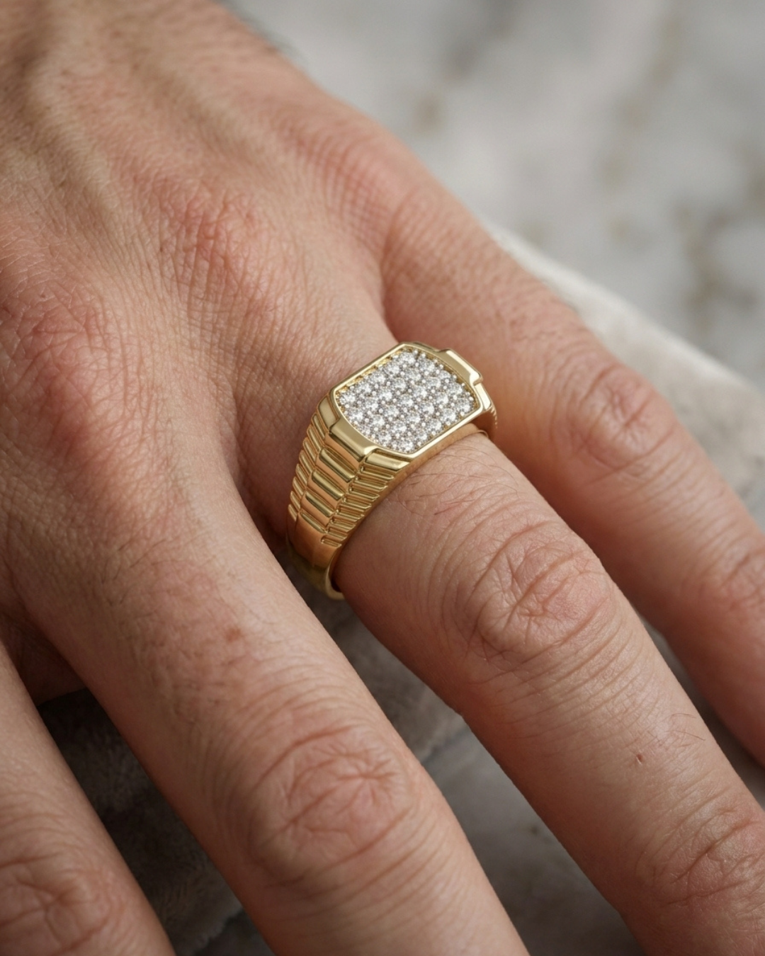 The Florentine Oro Pave Signet