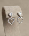 Heart Drop Stud Earrings Sterling Silver