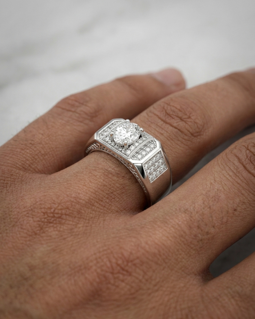 Venice Verona Solitaire Pavé Ring