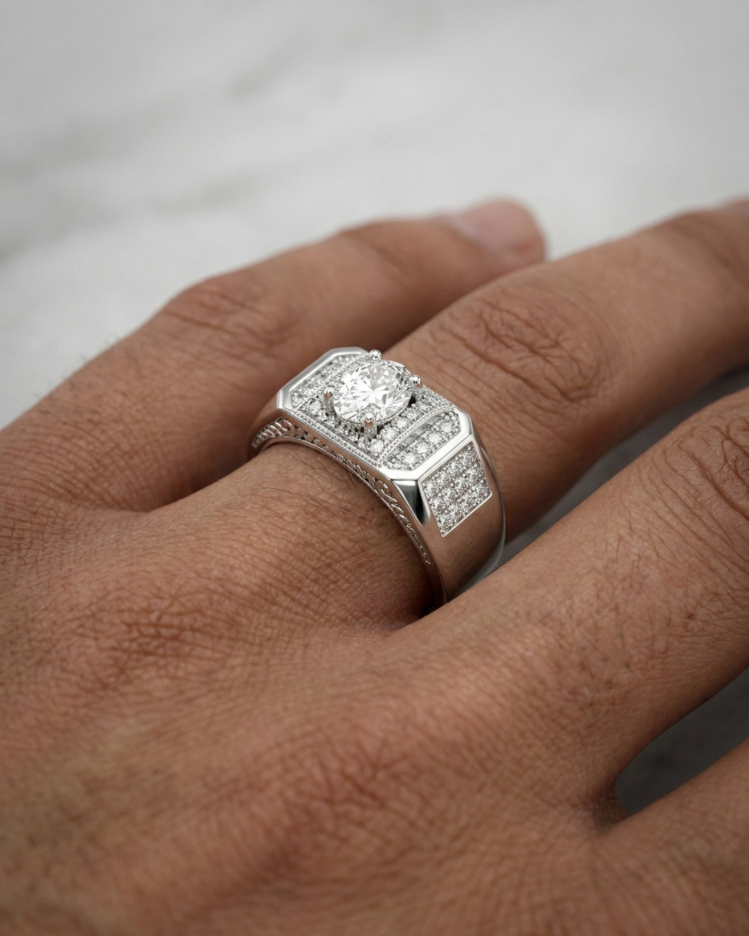 Venice Verona Solitaire Pavé Ring