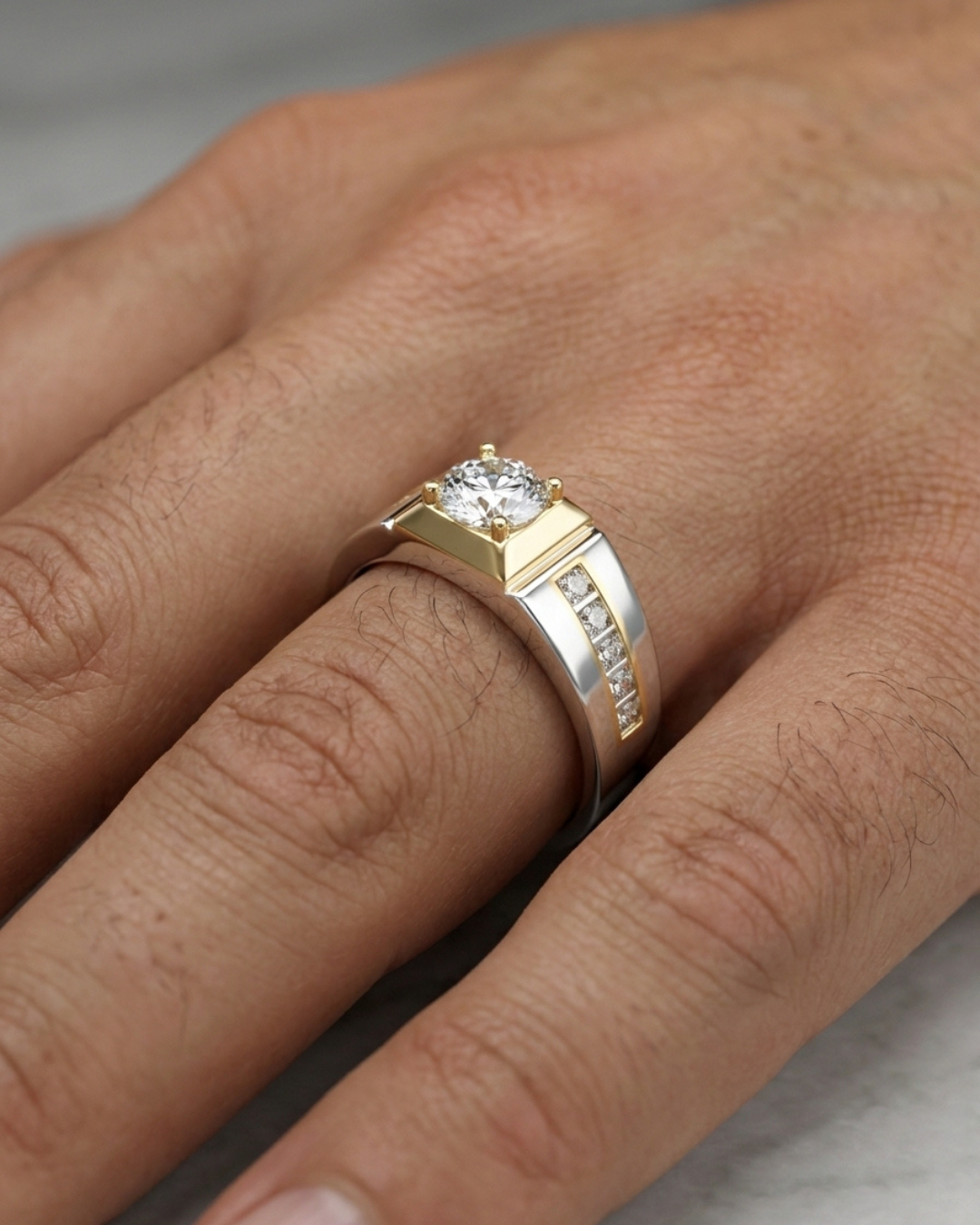 Verona Two Tone Solitaire Ring