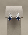 Princess Cut Stud Earrings Sterling Silver