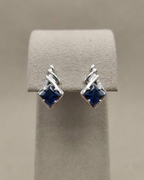 Princess Cut Stud Earrings Sterling Silver