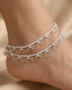 Encrusted Layered Scallop Silver Payal