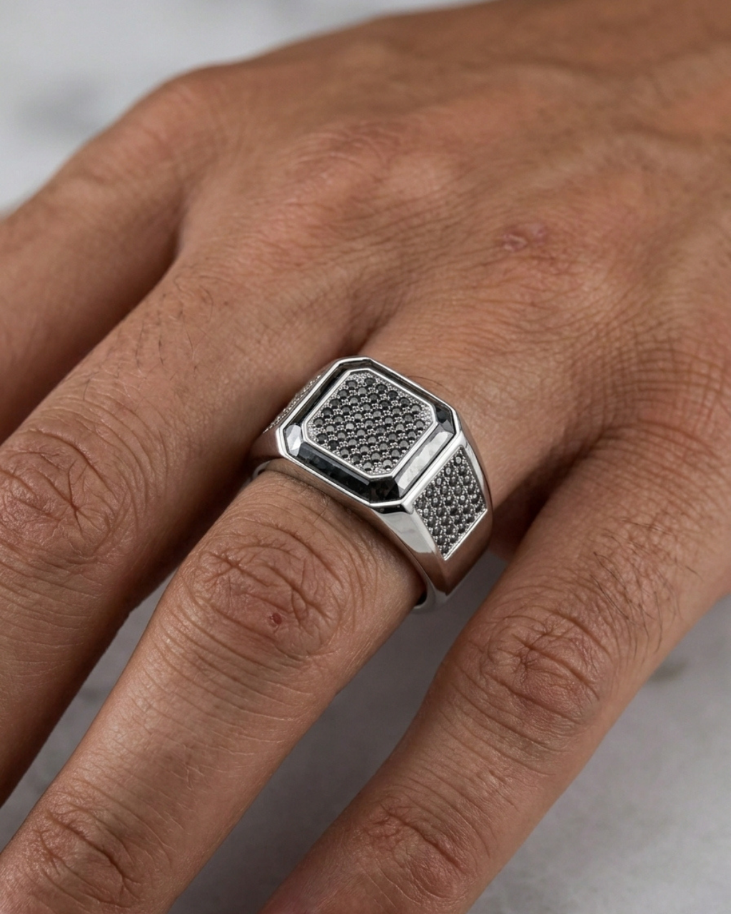 Siena Nero Pave Signet Ring