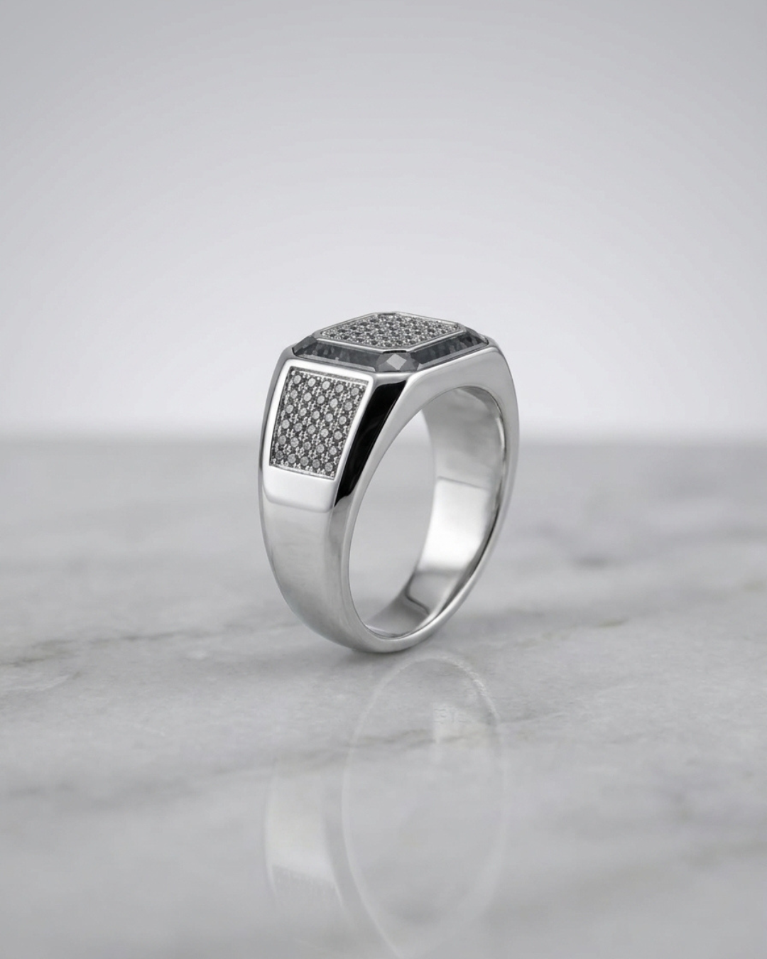 Siena Nero Pave Signet Ring