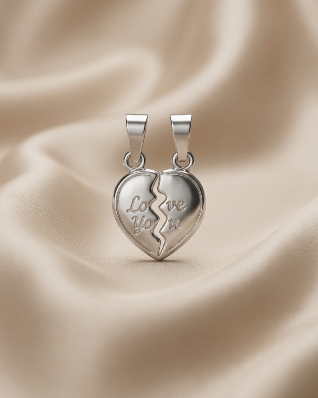 "Love You" Broken Heart Couples Pendant Set