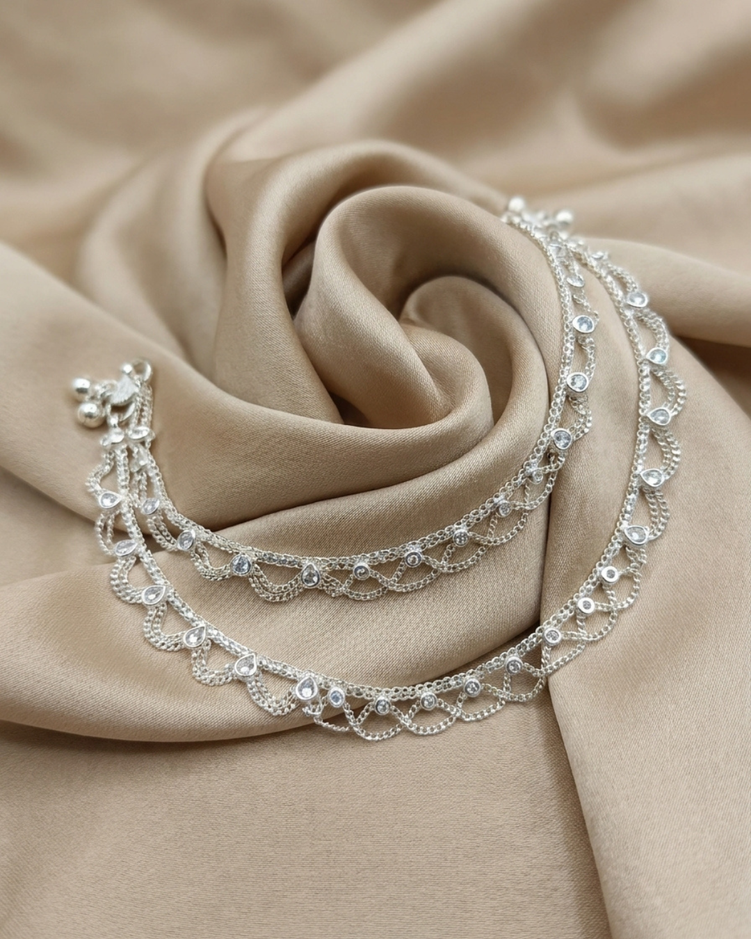 The Noor Lace Traditional Silver Payal