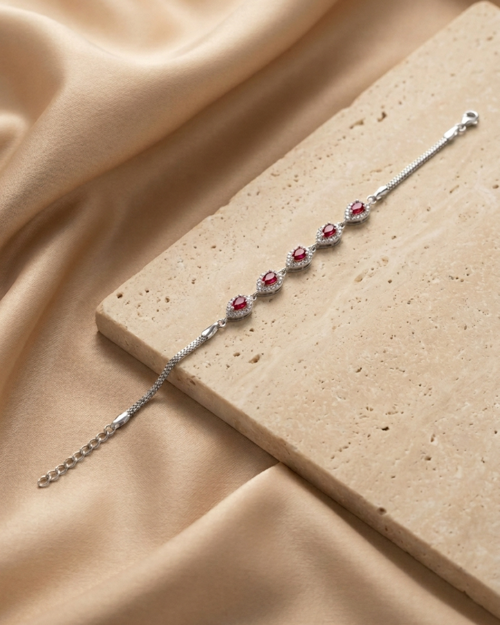 Crimson Ruby Teardrop Bracelet