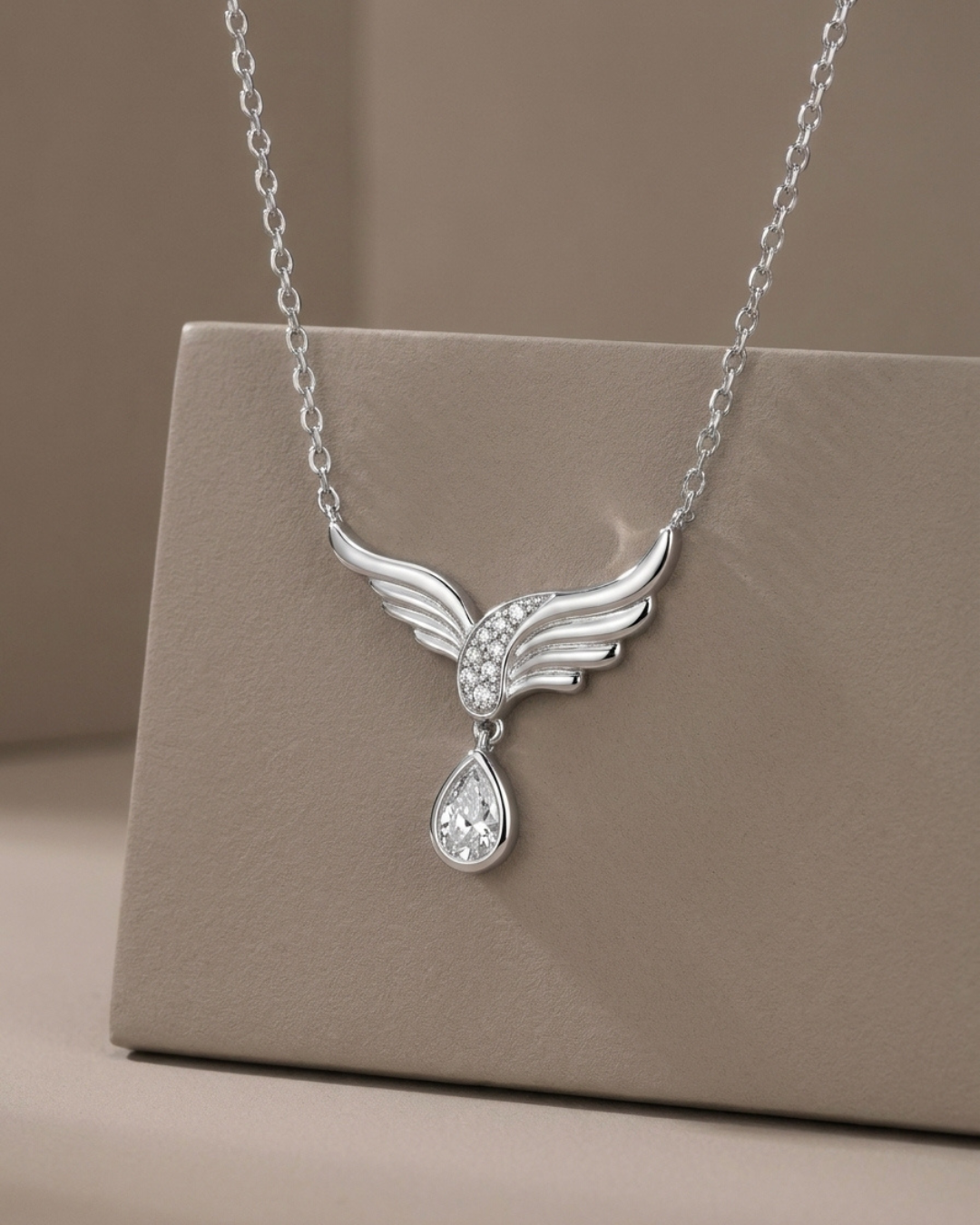 Angel Wing Drop Necklace Sterling Silver