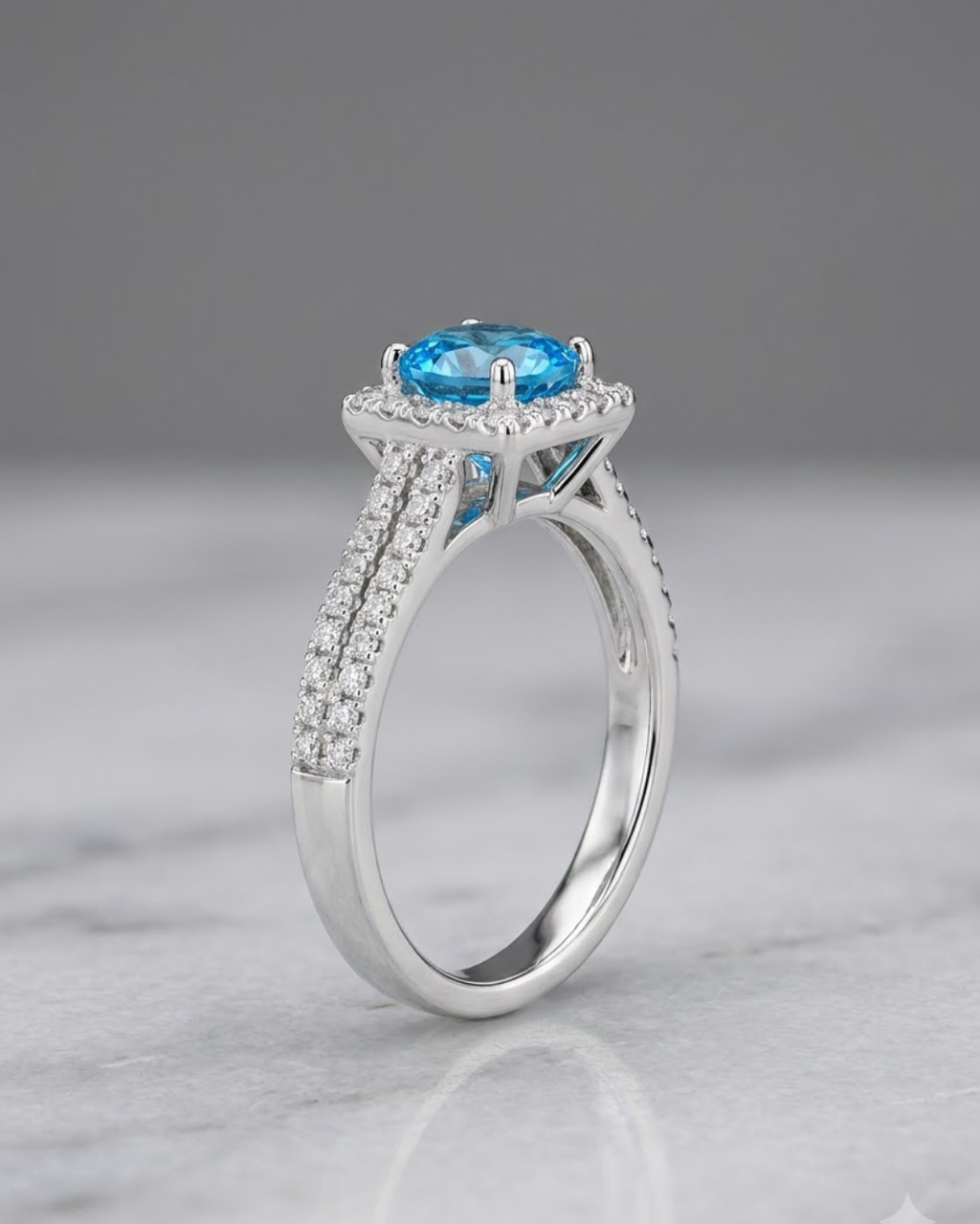 Cushion Halo Ring Sterling Silver
