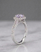 Cushion Halo Ring Sterling Silver