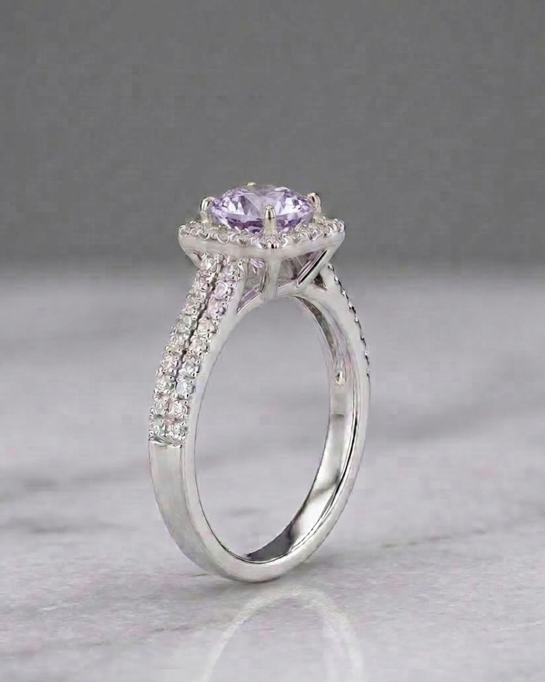 Cushion Halo Ring Sterling Silver