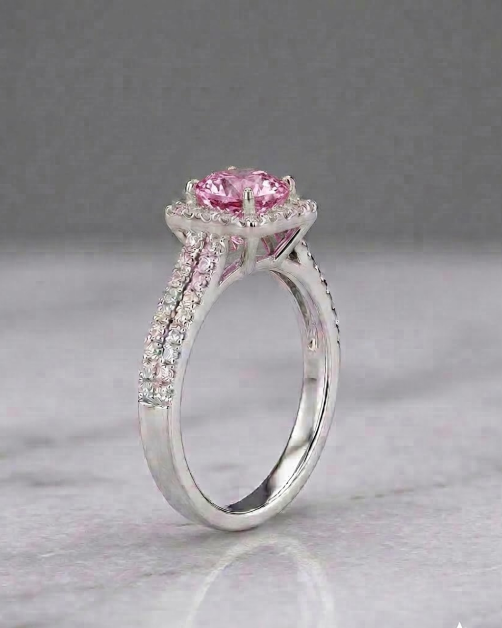 Cushion Halo Ring Sterling Silver