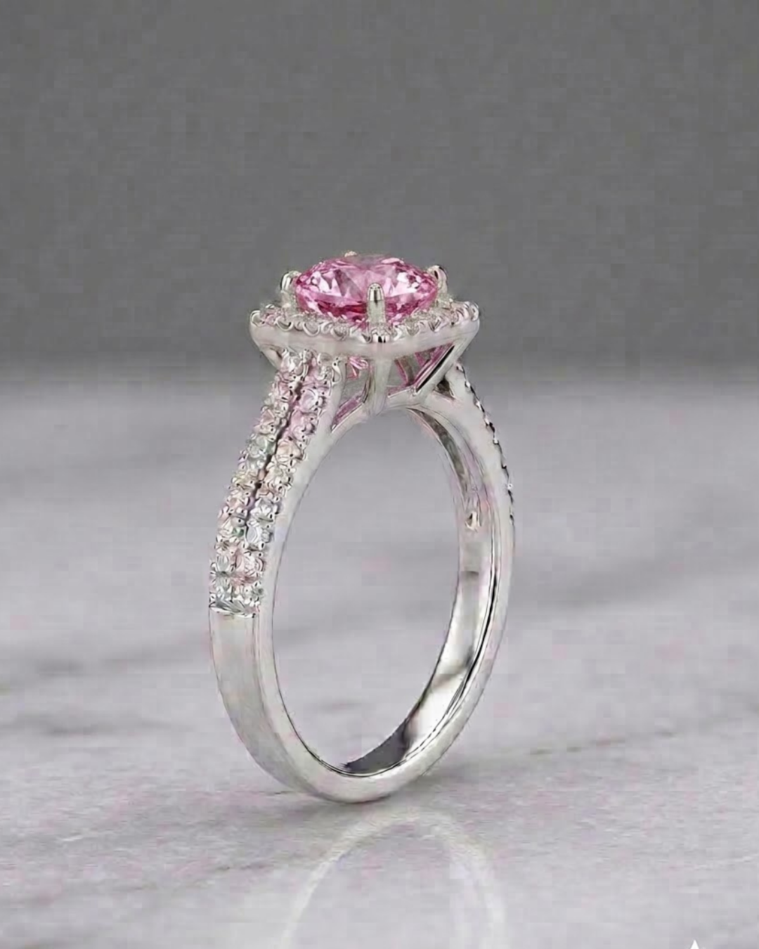 Cushion Halo Ring Sterling Silver