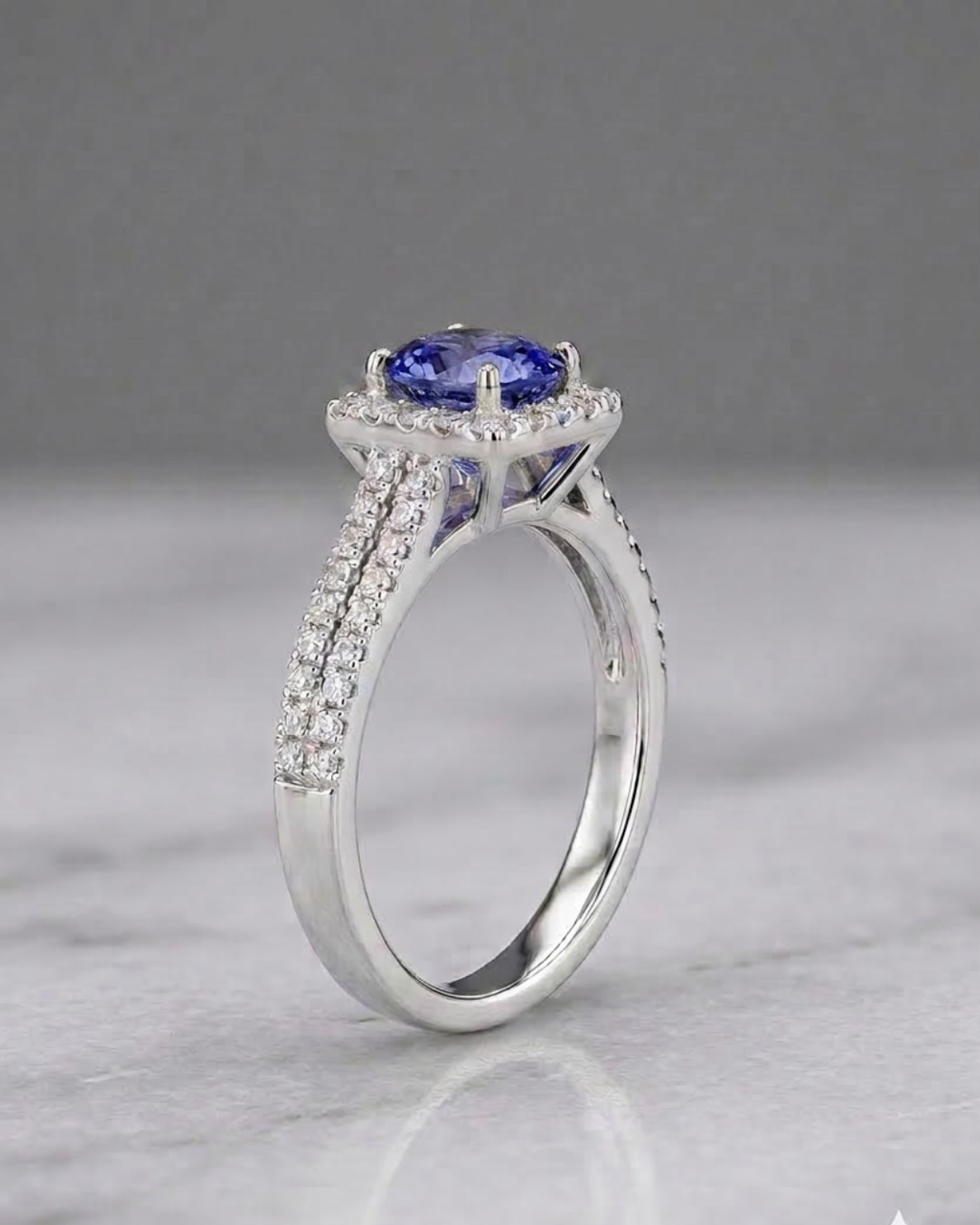 Cushion Halo Ring Sterling Silver