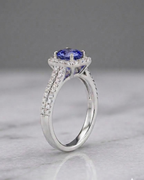 Cushion Halo Ring Sterling Silver