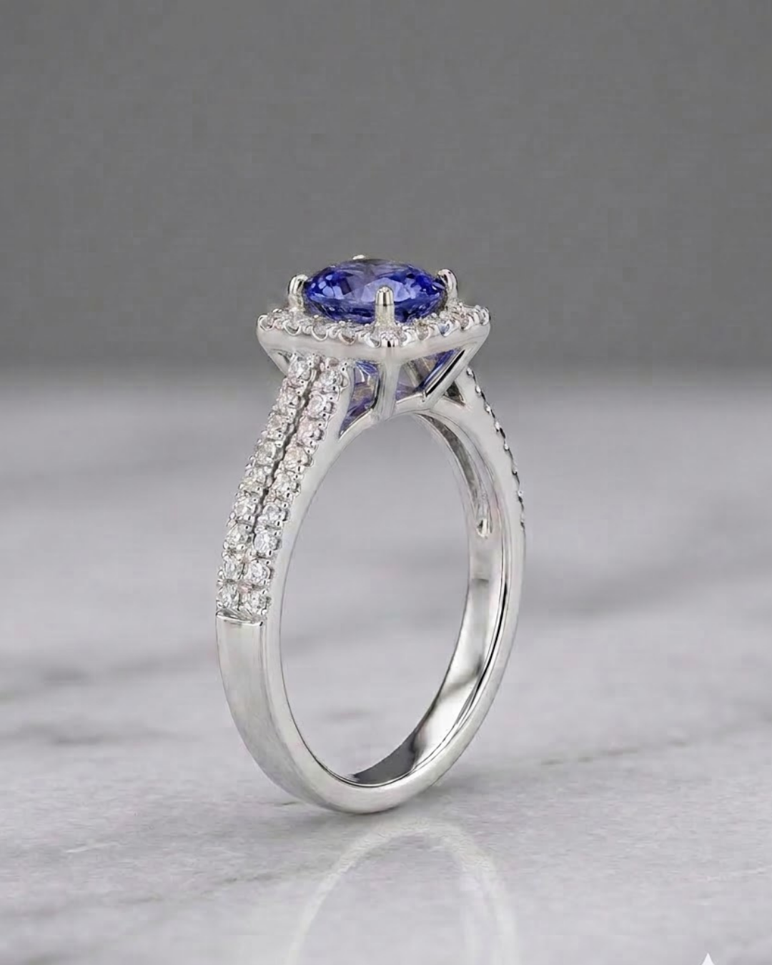 Cushion Halo Ring Sterling Silver