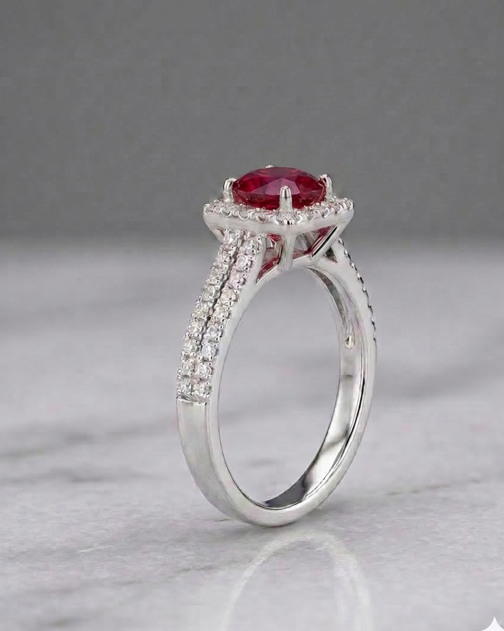 Cushion Halo Ring Sterling Silver