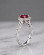 Cushion Halo Ring Sterling Silver