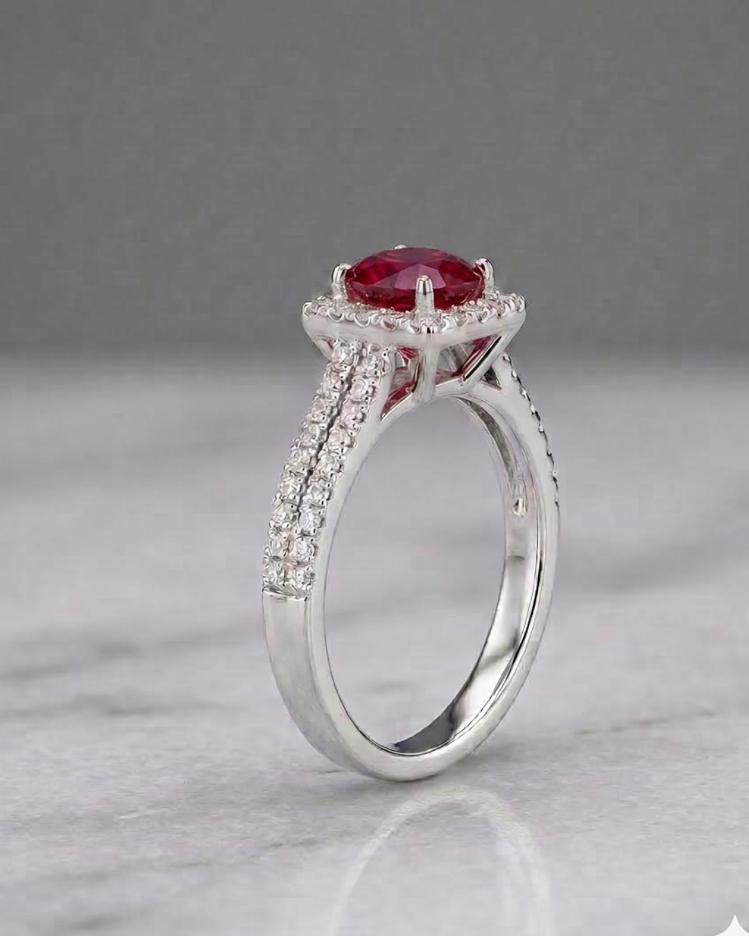 Cushion Halo Ring Sterling Silver