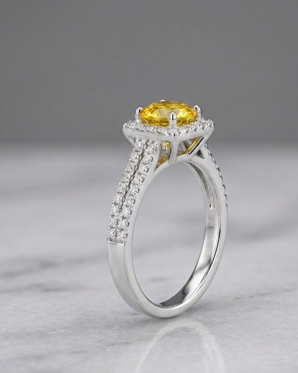 Cushion Halo Ring Sterling Silver