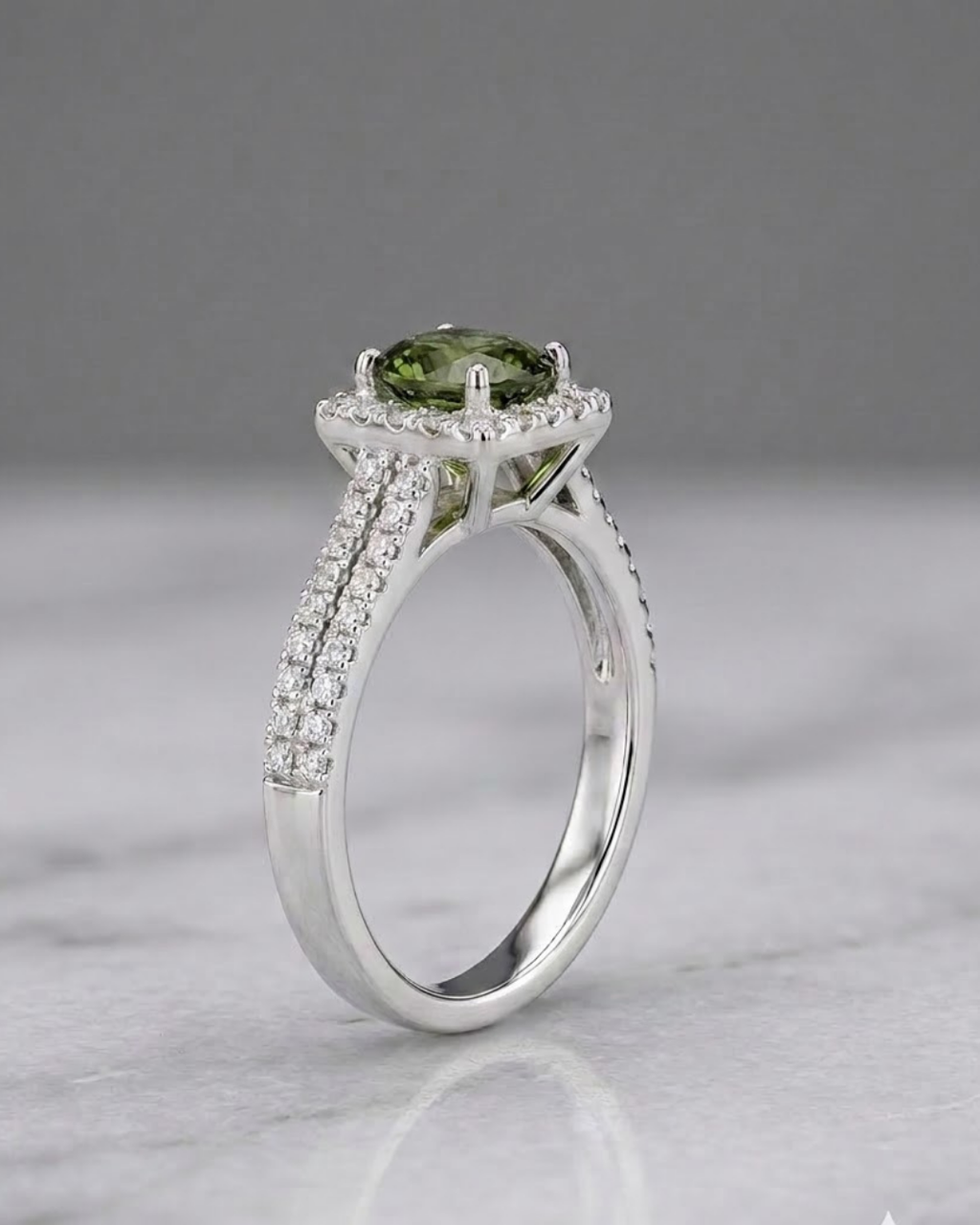 Cushion Halo Ring Sterling Silver
