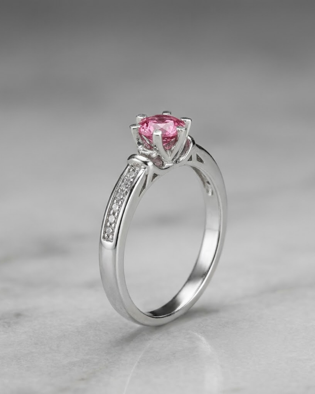 Solitaire Channel Ring Sterling Silver