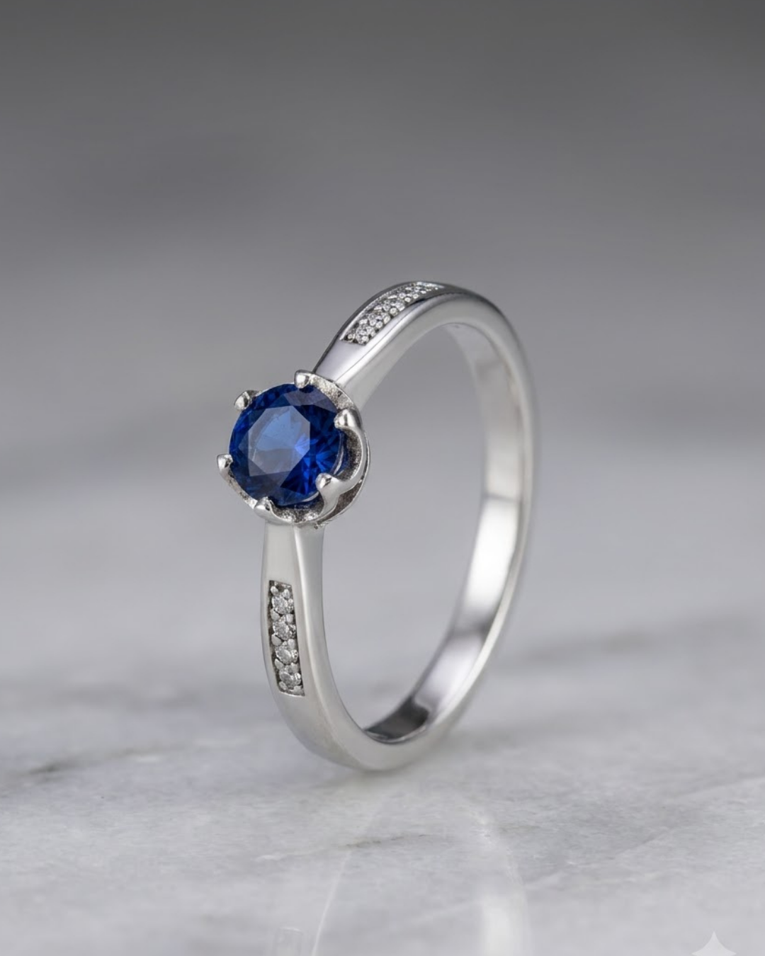 Sapphire Crown Pavé Ring Sterling Silver