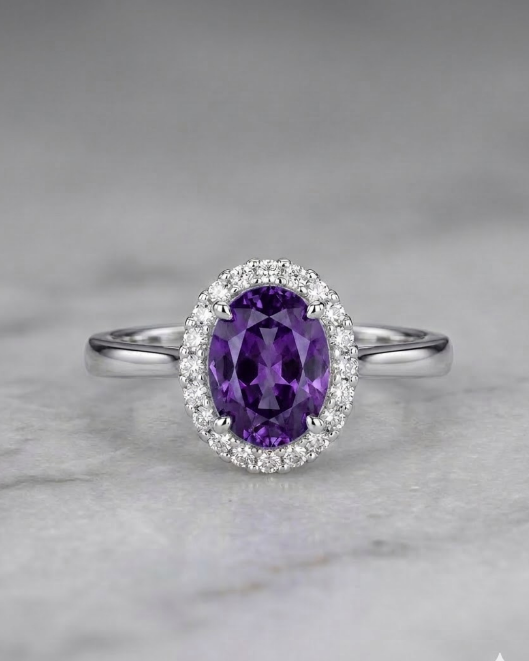 Halo Ladies Ring Sterling Silver