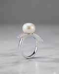 Sculptural Pearl Ring Sterling Silver