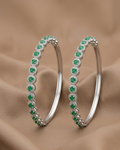 Emerald Halo Bangle Sterling Silver