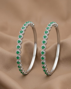 Emerald Halo Bangle Sterling Silver