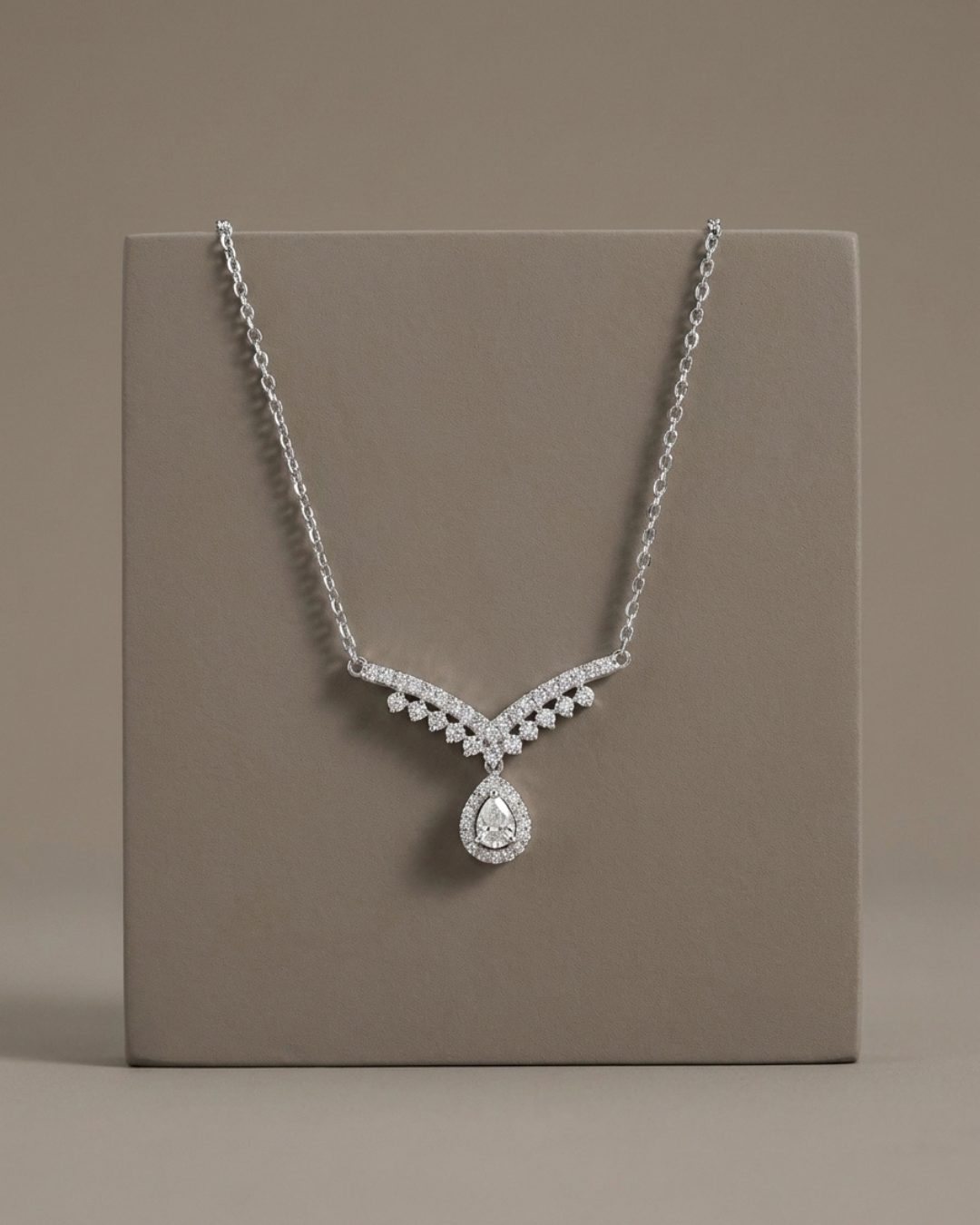 Chevron Halo Necklace Sterling Silver