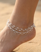 Silver Layered Crystal Payal Anklet