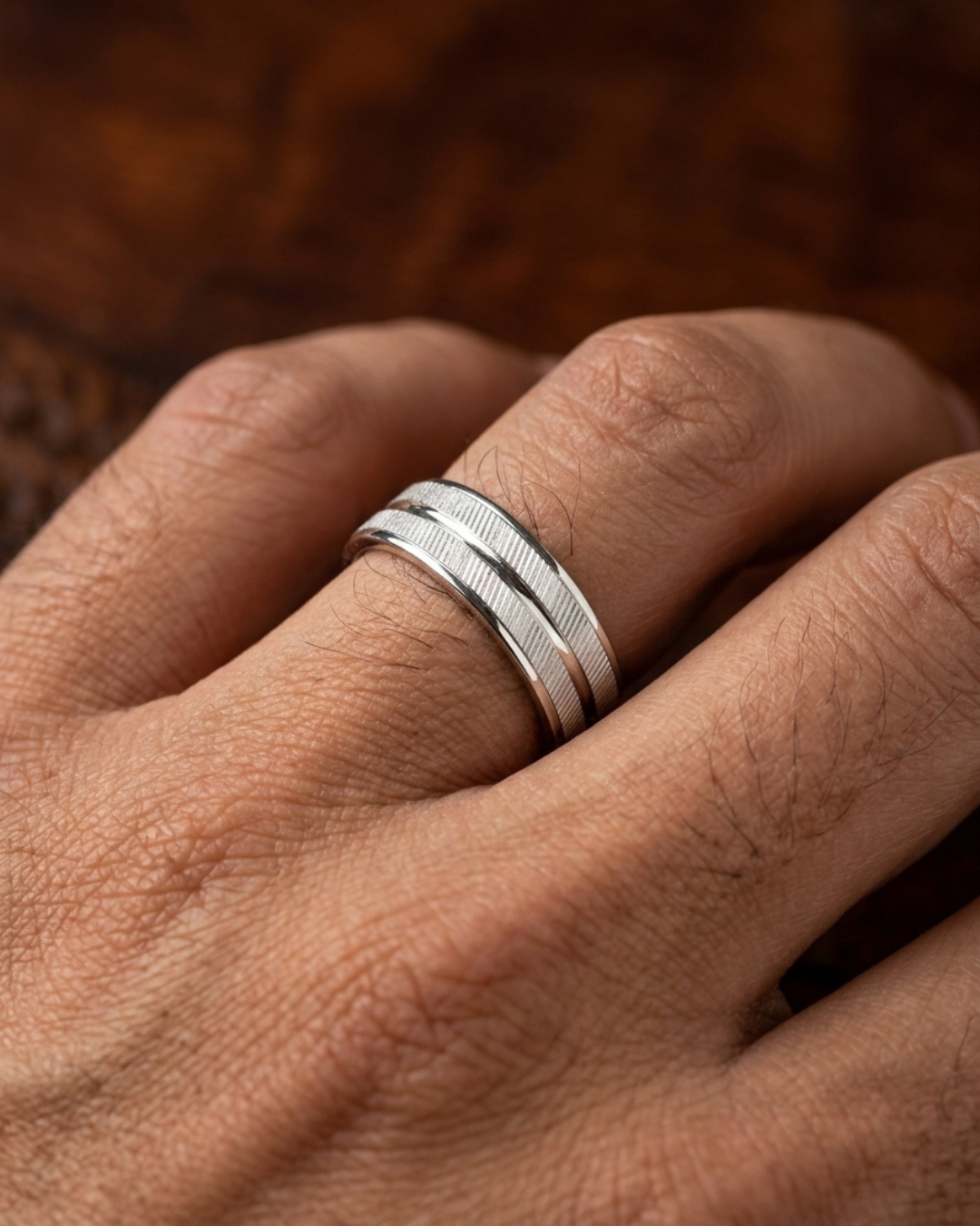 Zenith Dual Groove Silver Men’s Dibla Ring