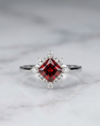 Crystal Starburst Ring Sterling Silver